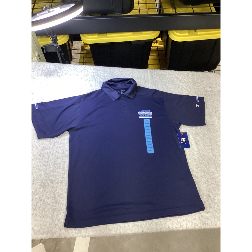 Champion Mens Spelman College Jaguars Polo Shirt Navy Blue‎ Large NWT AH6597